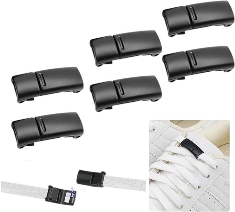 3 paar metalen schoengespen veter snelsluiting magnetische schoengespen metaal geschikt voor kinderschoenen sportschoenen wandelschoenen zwart