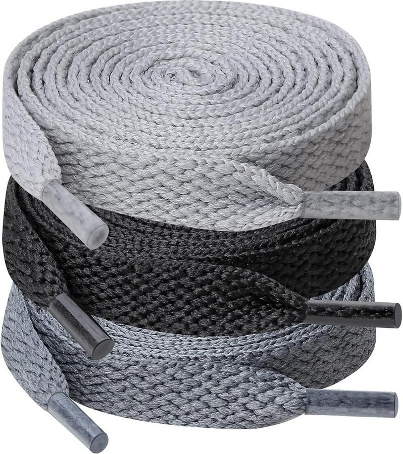 3 Paar Platte (8mm) Sportschoenveters voor Gymschoenen Sneakers en Hardloopschoenen Universeel voor Kinderen en Volwassenen