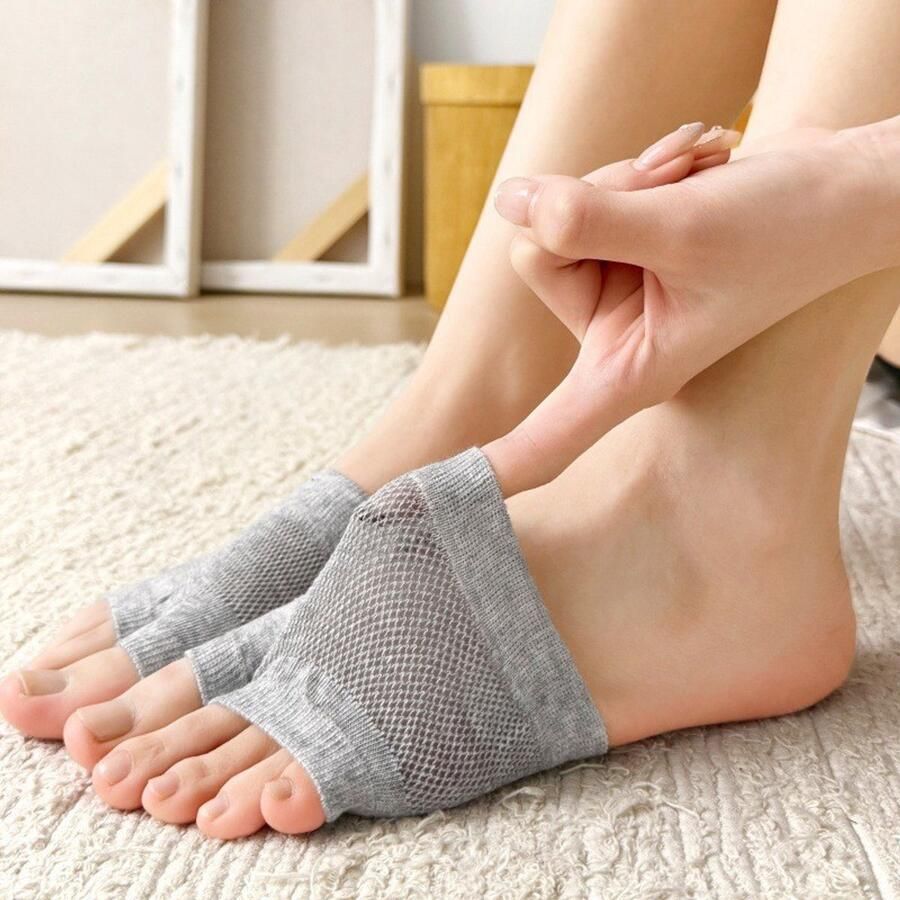 3 Paar Teenloze Voetkussensokken Ade d Netstof Half‑sokken Anti‑wrijving Voor Hakken Sandalen en Schoenen
