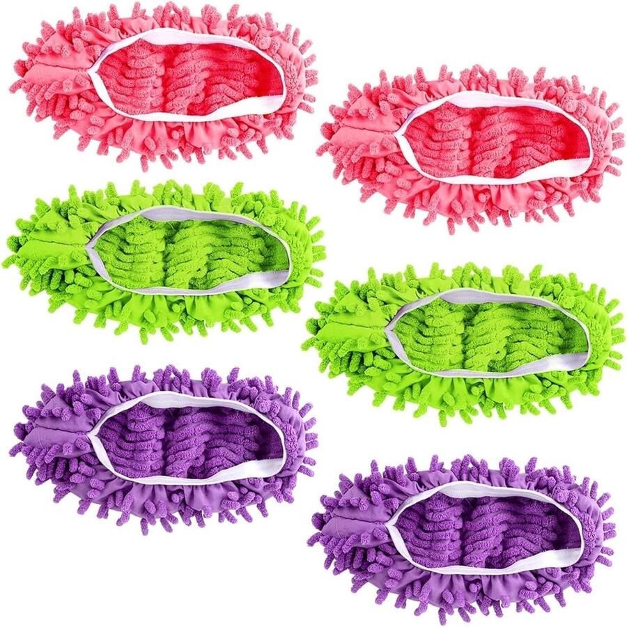 3 Pairs Reusable Microfibre Cleaning Slippers Multifunctional Shoe Covers Removable Floor Slippers
