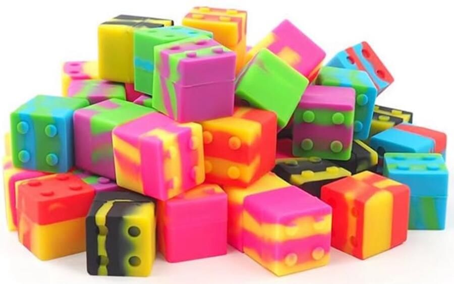 3 stuks bakjes van siliconen in kubusvorm voor concentraat 9 ml meerkleurig set met 3 bakjes containers voor was kruiden specerijen olie make-up cosmetica enz