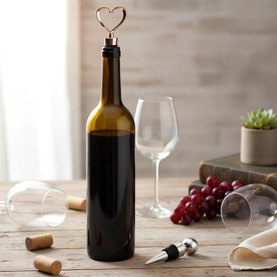 3 stuks herbruikbare flessendoppen wijnstopper in hartvorm voor wijnflessen champagneflessen en bierflessen lekvrije flessendoppen in standaardformaat