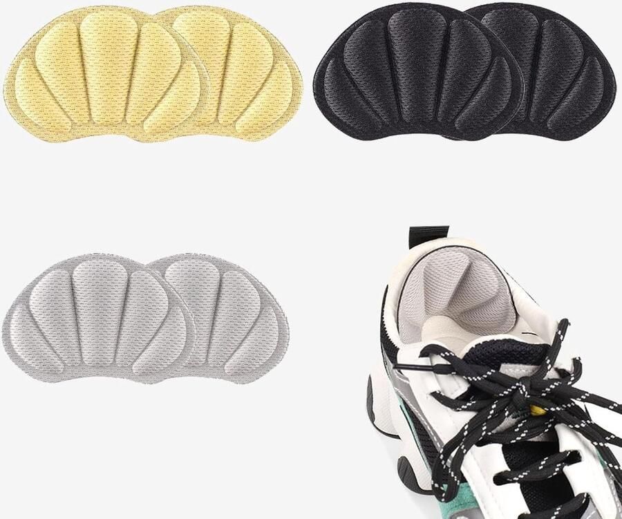 Comfortabele 3-delige Hielkussens voor Sportieve Schoenen Bescherming tegen Blaren Hielinlegzolen en Kussens voor Te Grote Schoenen voor en