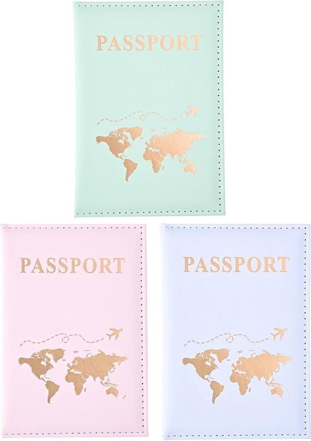 3 stuks paspoorthoes draagbare vaccinatiepaspoorthoes paspoort-organizer met RFID-schild paspoorthoes voor bankkaarten creditcards paspoorten reisdocumenten wallet organizer