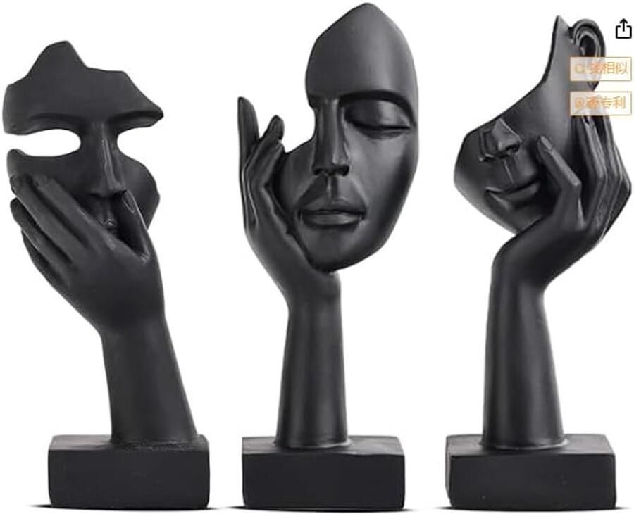 3 stuks zwarte kunsthars artistieke sculpturen voor verzamelaarsbeelden moderne minimalistische abstracte sculptuur kunsthandwerk woonkamer wijnkast letter