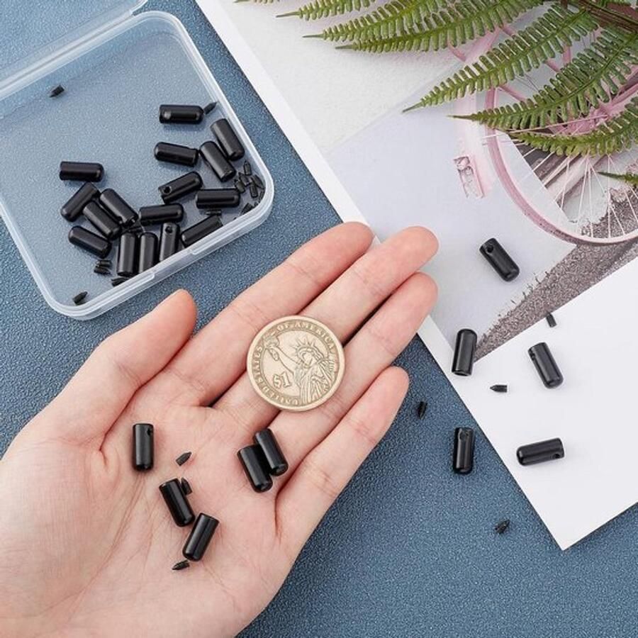 30-setjes laarzen Schroeftips Veters uiteinde Zwart Naadloze vervanging van het uiteinde Sportschoenen laarzen sneakers Kledingrandreparatie Geschikt voor kleuren en modellen