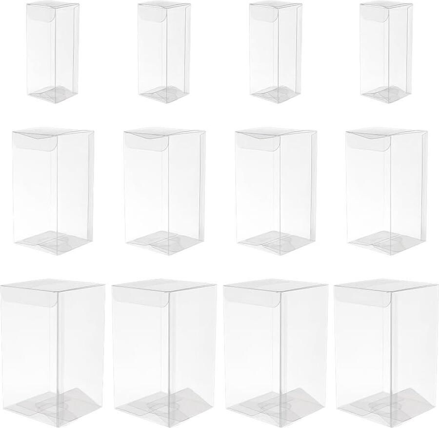 30 Stuks 3 Maten Doorzichtige PVC Cadeaudozen 40x100 60x120 80x140mm Kunststof Cadeauverpakking Waterdichte Favorieten Doos voor Desserts Chocolade Snoep Vormen