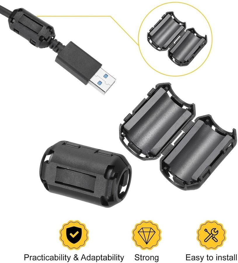 28 stuks 5 maten clip-on ferriet ringkern ferrietparel EMI RFI noise kabelclip voor 3 5 mm 5 mm 7 mm 9 mm 13 mm diameter kabel zwart