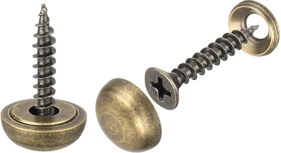 30 stuks decoratieve messing schroeven met doppen 15 mm spiegelschroeven zelftappende meubelschroeven bevestiging brons