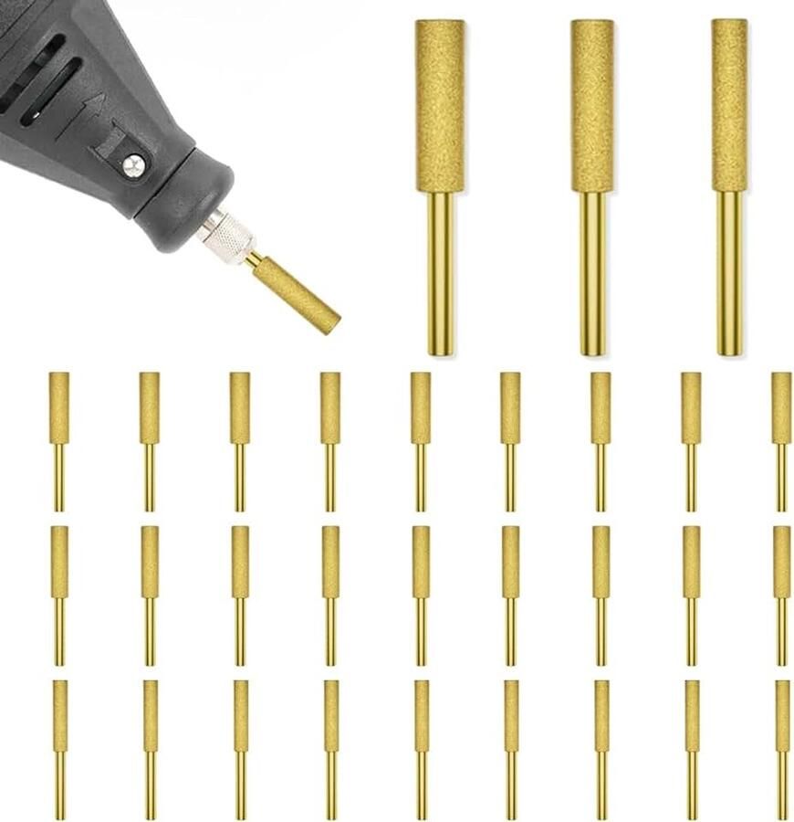 30 stuks diamantpunten voor kettingzagenslijper titanium gecoate slijpset (4 0 4 8 5 mm) professioneel gereedschap voor het slijpen en polijsten van metalen universele aansluiting