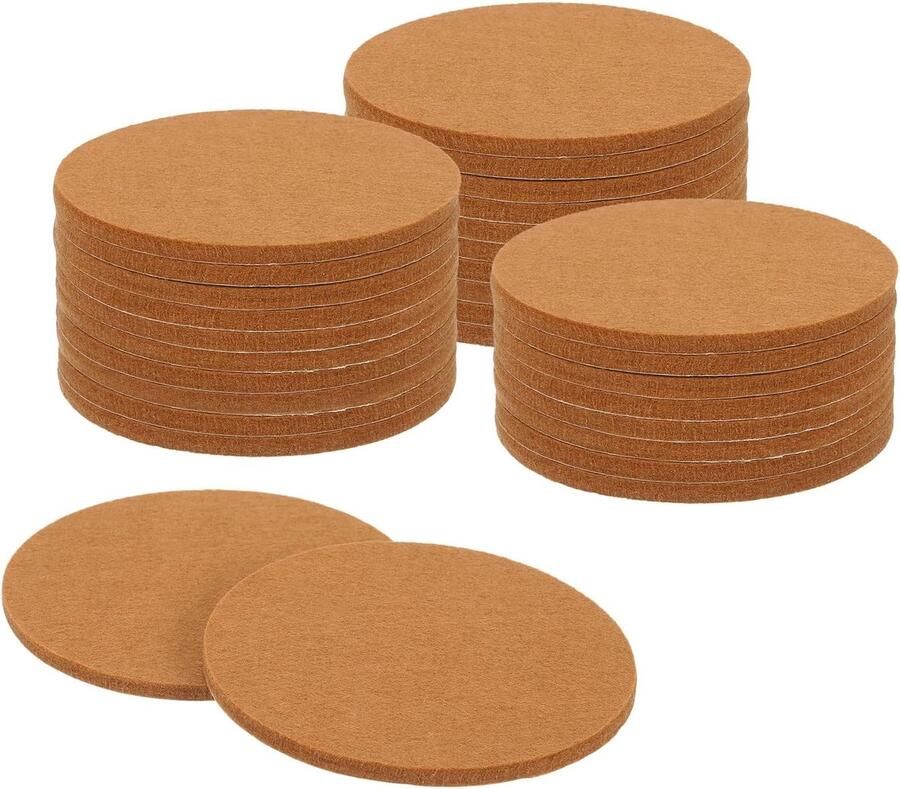 30 stuks viltdoppen zelfklevend 100 x 100 x 5 mm (l x b x d) meubelglijders vilt ronde viltglijders antislip pads voor meubels tafel- en stoelbeschermlaag lichtbruin