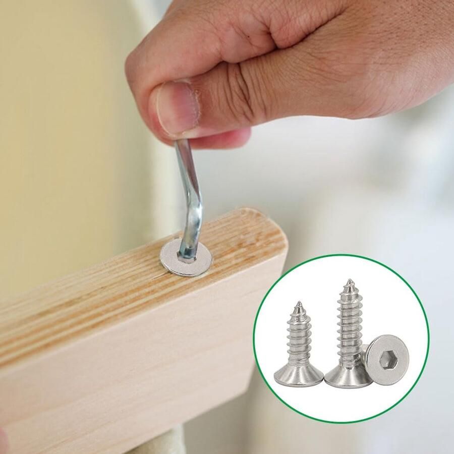 304 Roestvrij Staal Verzonken Zeskantige Schroeven Hex Socket Machineschroeven Kwaliteit 8 Plat Hoofd Houtschroeven voor Houtbewerking DIY Metaal Bouw