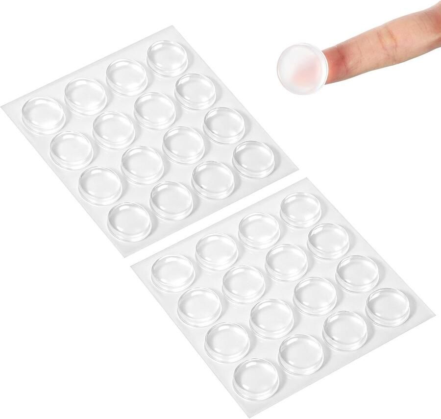 32 stuks antislip pads glazen plaat 20 mm rubberen buffer zelfklevend antislip siliconen pads elastische buffer transparant voor deurkasten laden meubels