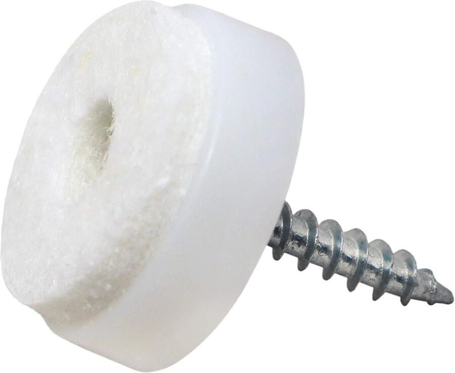 32 x viltglijders met schroef wit Ø 20 mm rond meubelglijders om te schroeven in premium kwaliteit