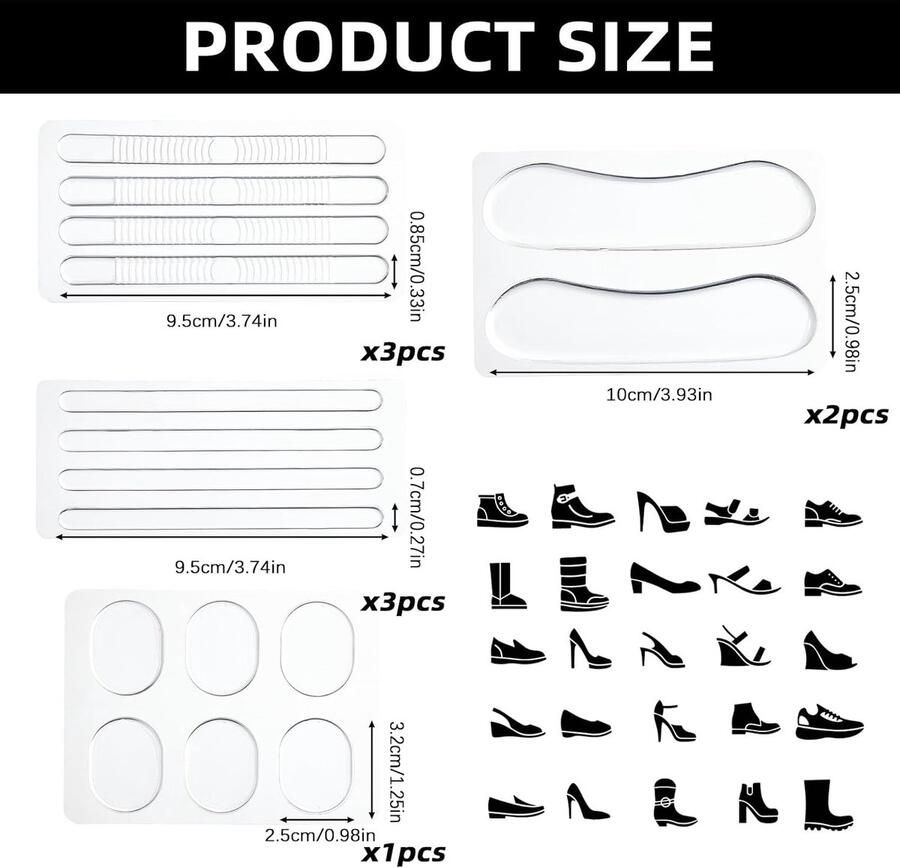 32PCS Transparante Hielbeschermers voor Dames Siliconen Heeltape en Gel Strips voor Sandalen en Hakken Comfort en Bescherming tegen Pijn