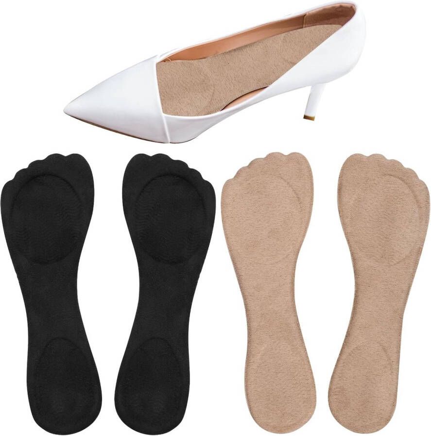 3 4 Gel Damping Inserts voor Vrouwen Non-slip Zelfklevende Hoge Hakken Zolen Comfortabele Schoen Pads voor Pumps en Sandalen (Zwart Beige)