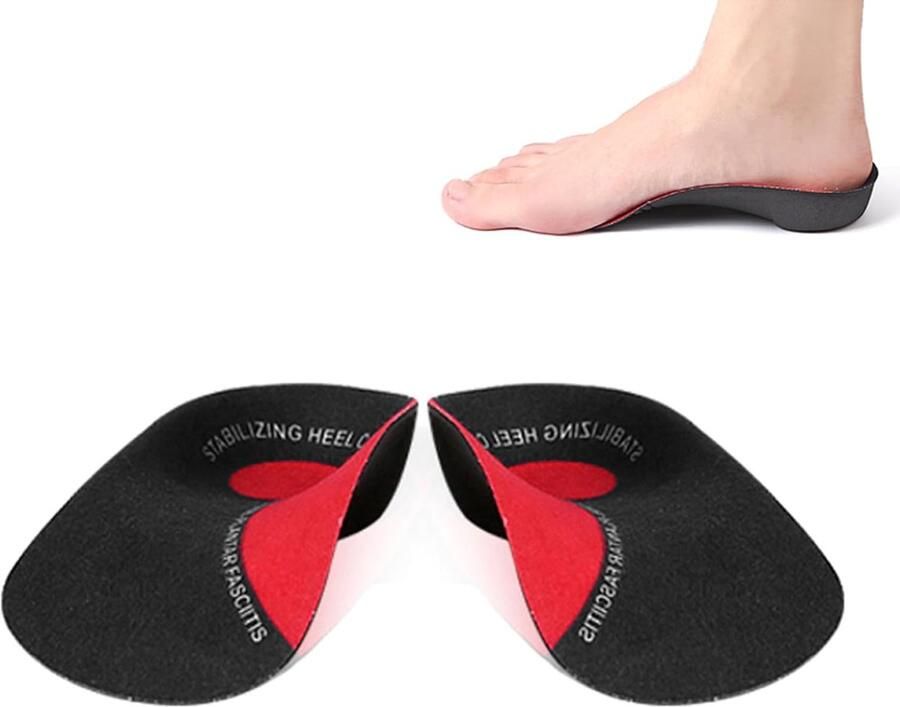 3 4 Originele Orthetische Inlegzolen Hoge Voetboog Ondersteunt Inlegzolen voor Fasciitis Plantaris Platvoeten Overpronatie X O-Beencorrectie Reliëfvoethielspoorpijn