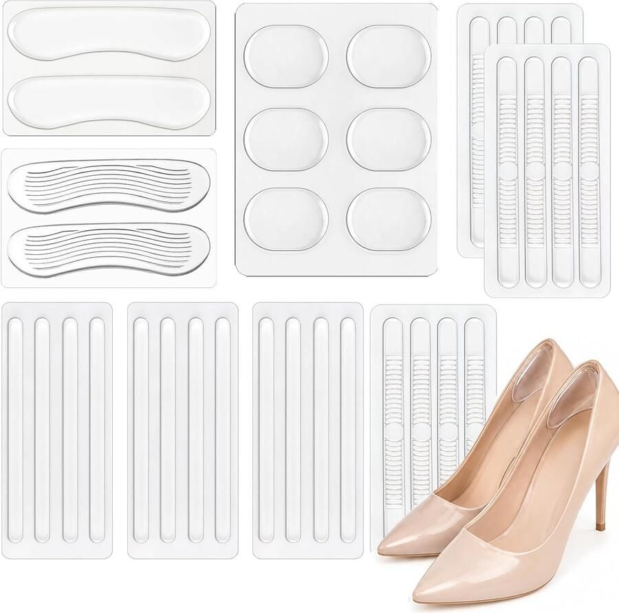 34x Siliconen Hielkussentjes Zelfklevende antislip pads schoenen binnenzolen te grote schoenen bescherming tegen blaren schoenreparatie &