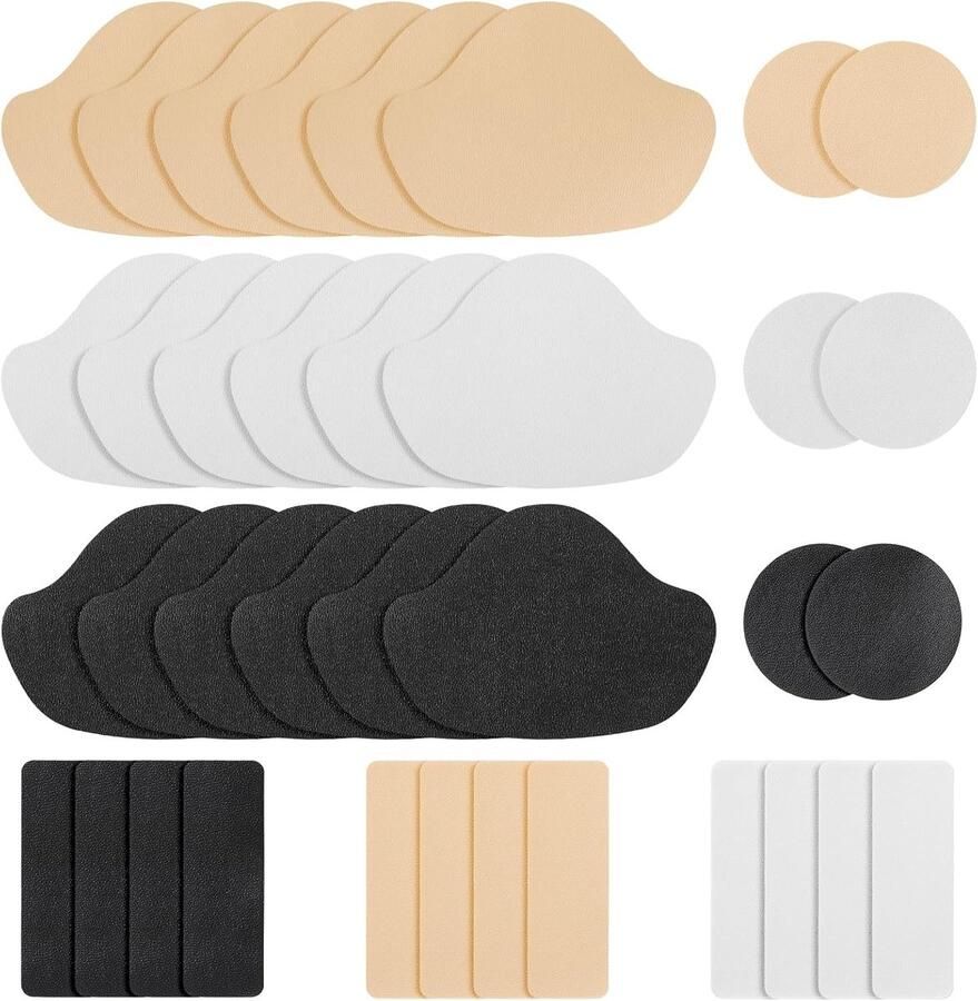36 Stuks Reparatie Patches voor Gaten Heelpads voor Bescherming Herstelset voor Sneakers en Sportschoenen in Zwart Wit en Beige