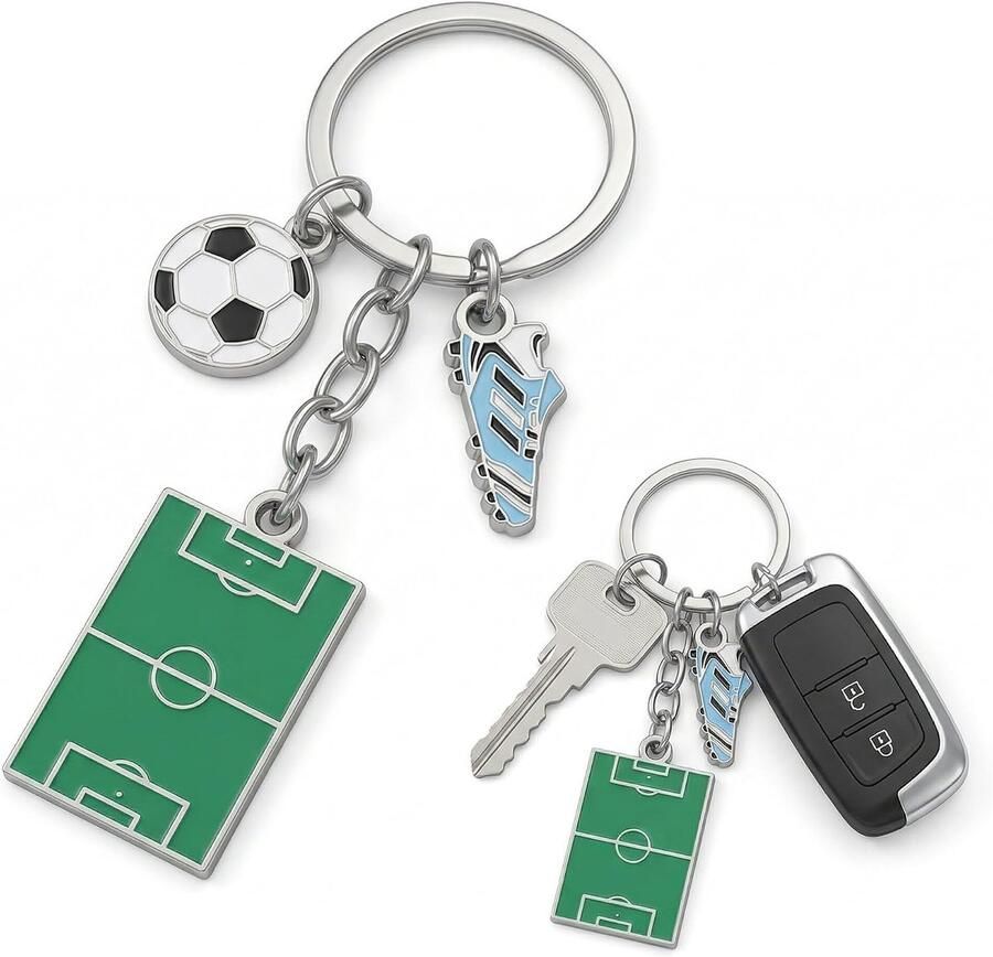 3D voetbalsleutelhanger voetbalset + veld + voetbalschoenen accessoires voor internationale wedstrijden ShopVlot