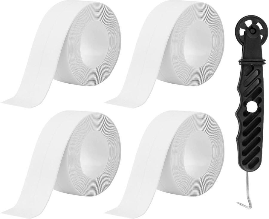 4-delige afdichting voor badkamer afdichtingstape zelfklevend waterdicht en duurzaam voor keuken toilet badkuip (kleur: wit zwart)
