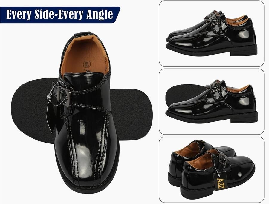 4 Kids Jongens Schoolschoenen Senior Kid Smart Formele Jurk Bar Gesp Sluiting Sneakers Comfortabel Bruiloft Terug naar School Schoenen Antislip Casual Sportieve Trainers Wandelen Platte