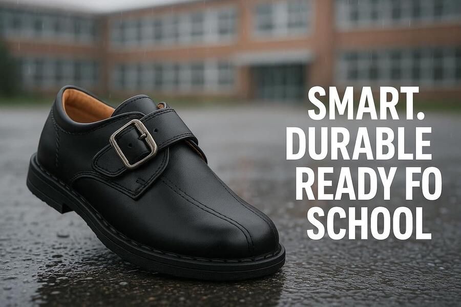 4 Kids Jongens Senior Schoenen Smart Formele Jurk Bar Gesp Sluiting Sneakers Comfortabele Bruiloft Terug naar School Anti-Slip Casual Sportieve Trainers Wandelen Platte Werklaarzen