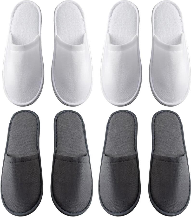 4 Paar Draagbare Slippers Herbruikbare Slippers Niet-Slip Slippers Hotelpantoffels Spa-Slippers