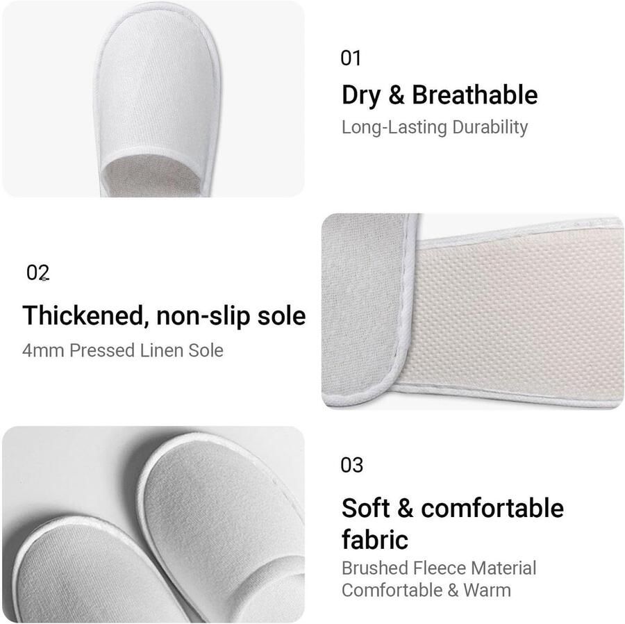 4 Paar Gast Slippers Antislip Eva Zolen Universele Grootte Wegwerp Accessoires Geschikt Voor Hotels Pensions Spa ' S (Wit)