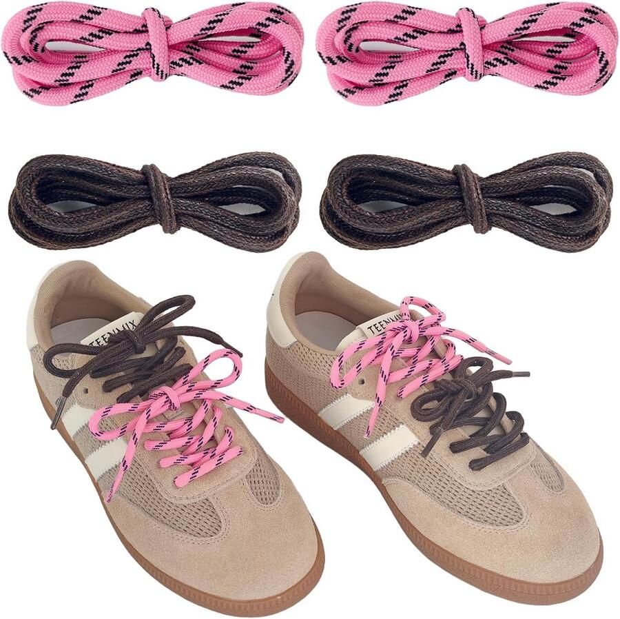 4 Paar Ge gde Kleurrijke Platte Schoenenveters voor Sneakers en Sportieve Schoenen