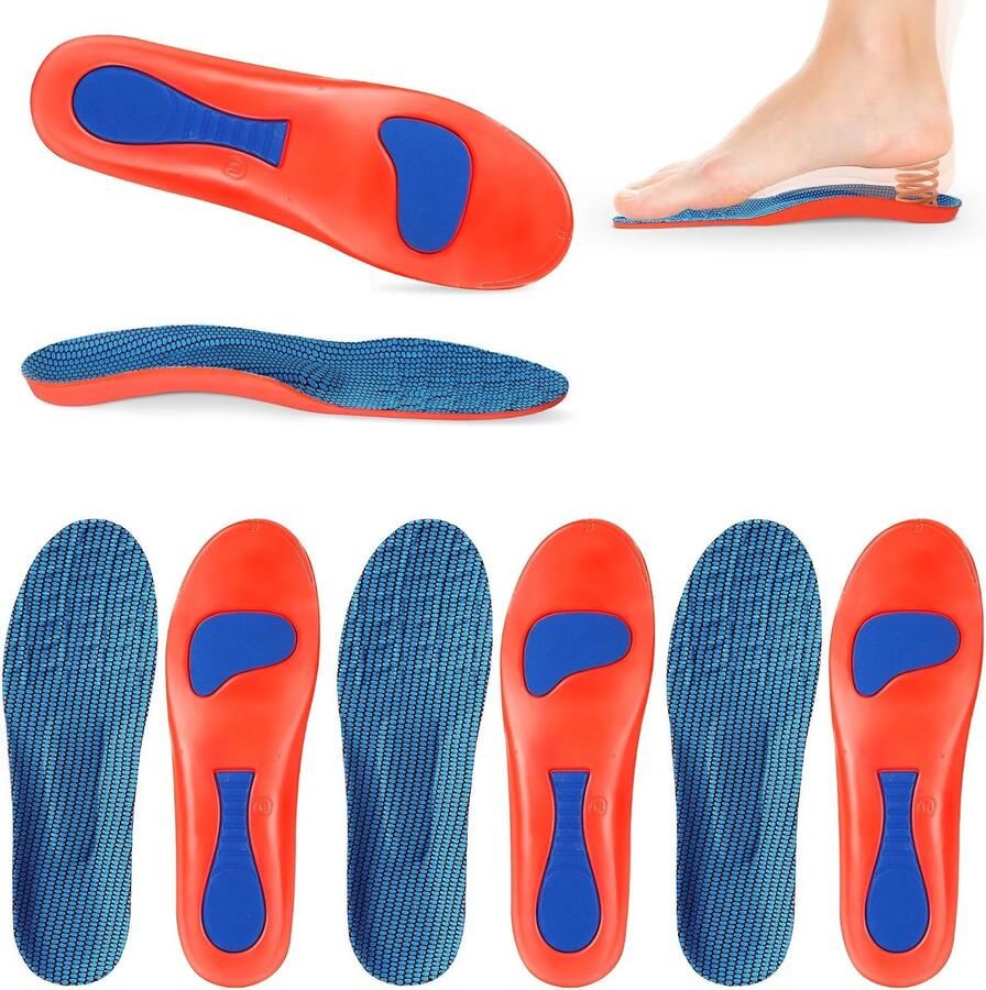 4-paar plantaire fasciitis inlegzolen ergonomische steunzolen voor
