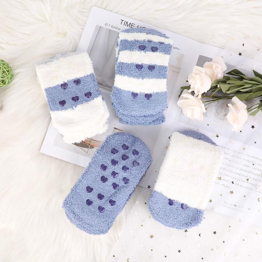 4 paar pluizige sokken anti-slip pluizige sokken winterpantoffels bedsokken gezellige slaapsokken avondmaal warme huissokken voor dames en meisjes