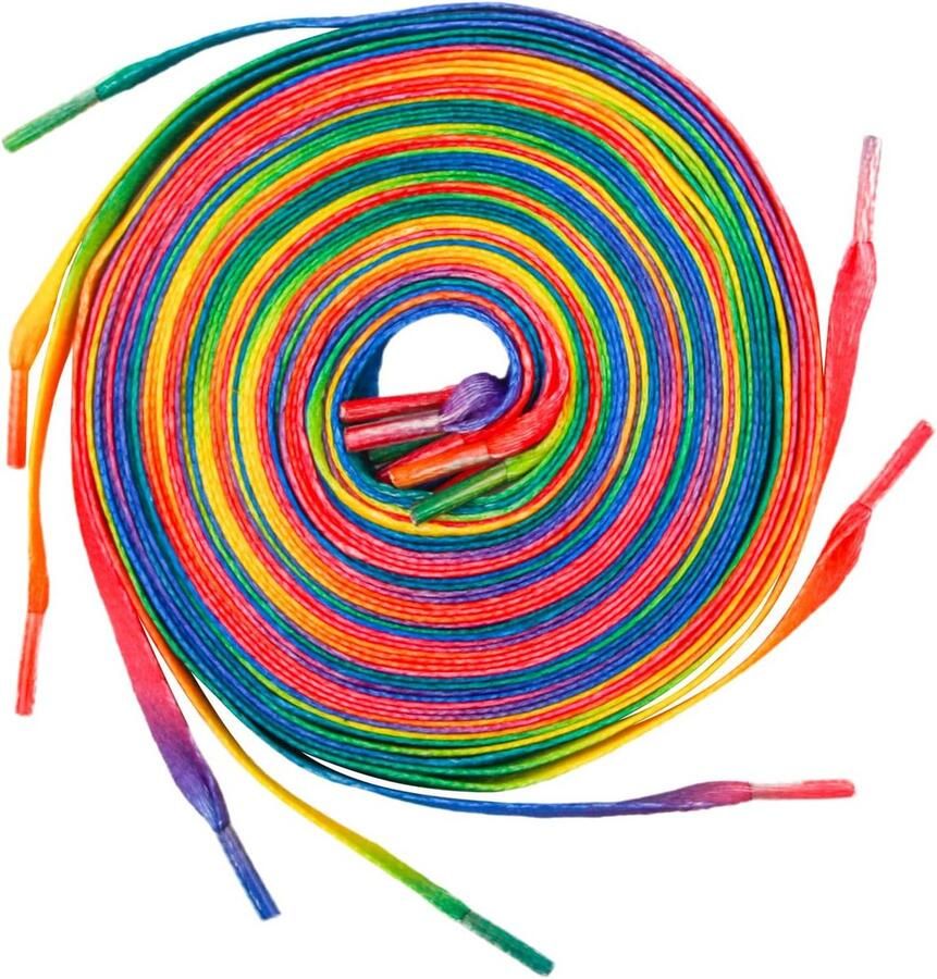 4 paar regenboogveters plat 8 mm geschikt voor gymschoenen sportschoenen sneakers en hardloopschoenen scheurvast polyester