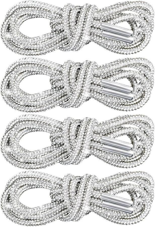 4 Paar Strass Schoenveters met Pailletten Decoratieve Schoenveters voor Sneakers Mode Accessoires voor Sport en Casual Stijl