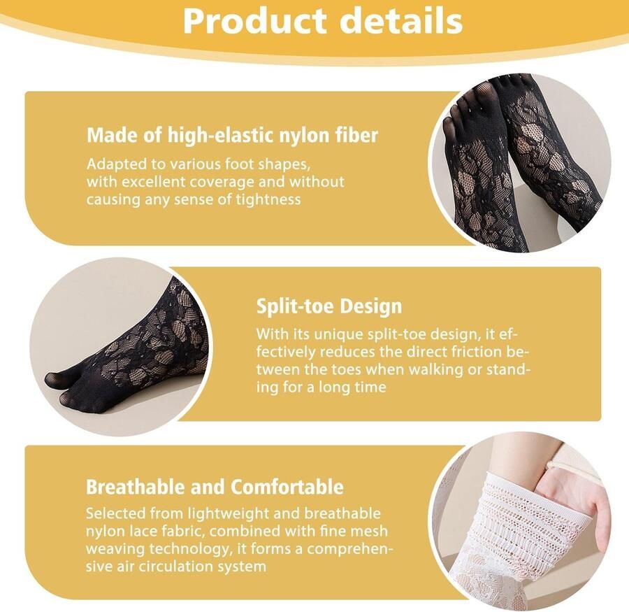 4 paar tabi sokken kanten tabi sokken vrouwen kanten ruches flip flop sok ademende elastische mesh tenen gescheiden sok voor vrouwen split teen schoenen sandaal