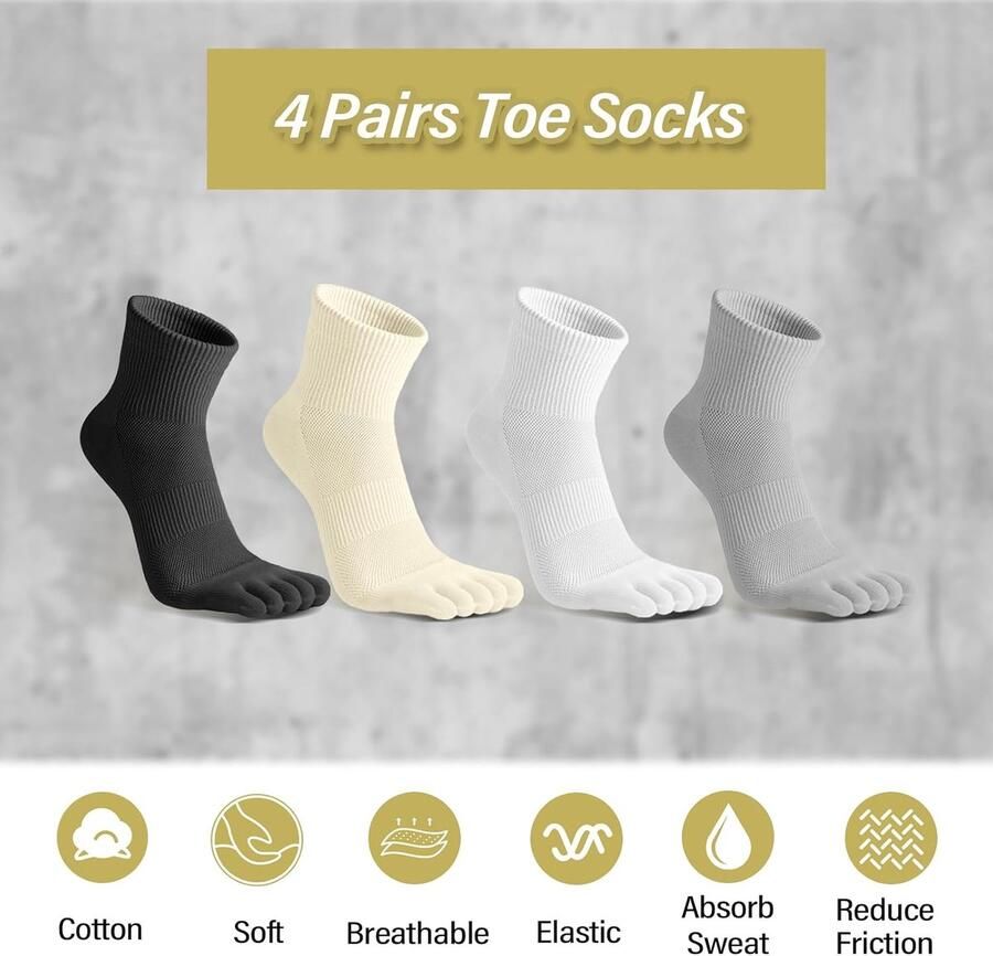 4 paar teensokken voor vrouwen dames vijf vingers teenslippers sokken ademende katoenen casual sokken met tenen
