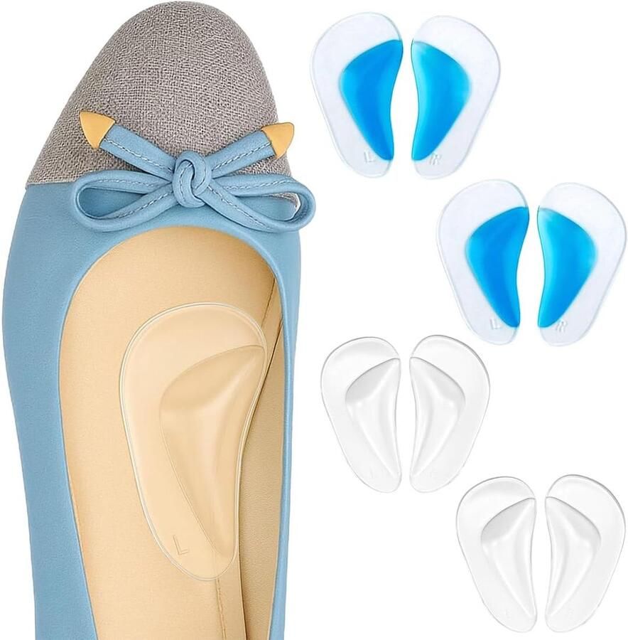 4 paar voetboogpads gel boogondersteuning inlegzolen voor platvoeten plantaire fasciitis hoge voetboog orthopedische inlegzolen boogkussen inlegzolen voor voetdruk en voetpijnverlichting L (40