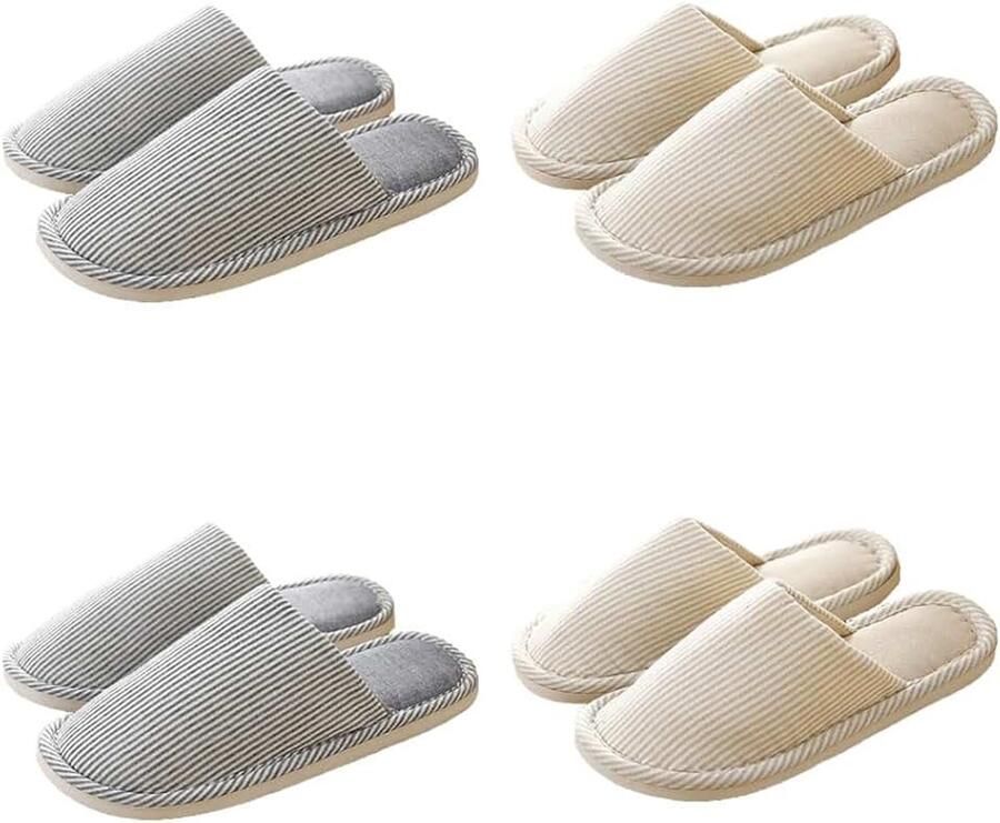 4 paar wasbare spa-pantoffels hotelpantoffels comfortabele gastenpantoffels winter vilten pantoffels dames hotel reizen badkamer