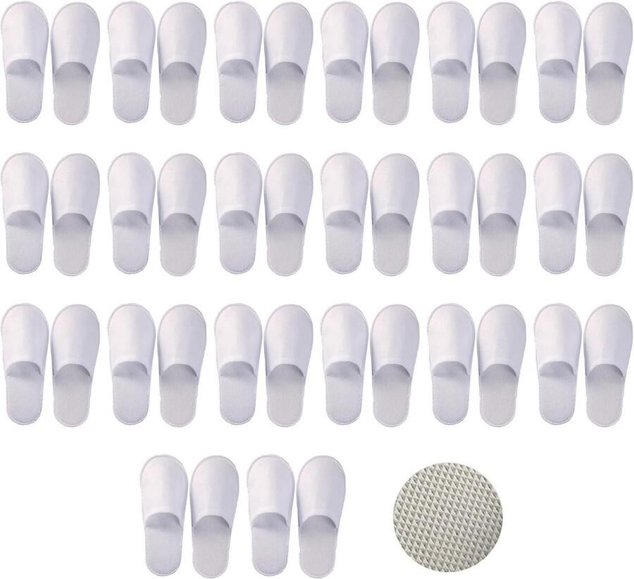 4 Paar Wegwerp Slippers voor Gasten en Hotels Wit Unisex