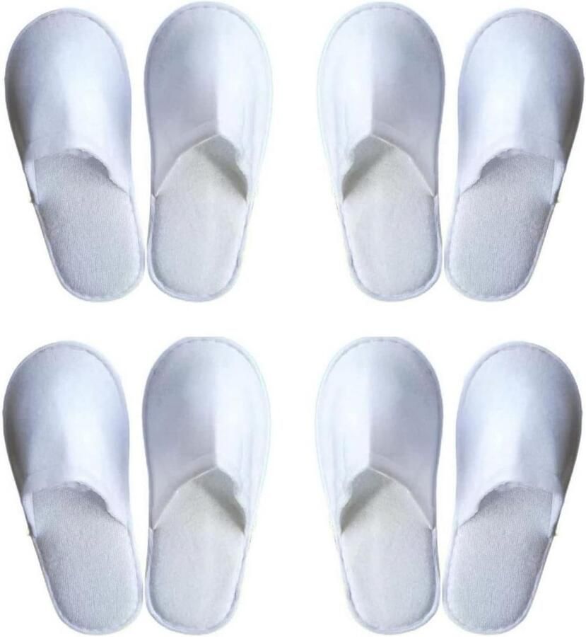4 Paar Witte Wegwerp Badslippers voor Gasten en Reizen