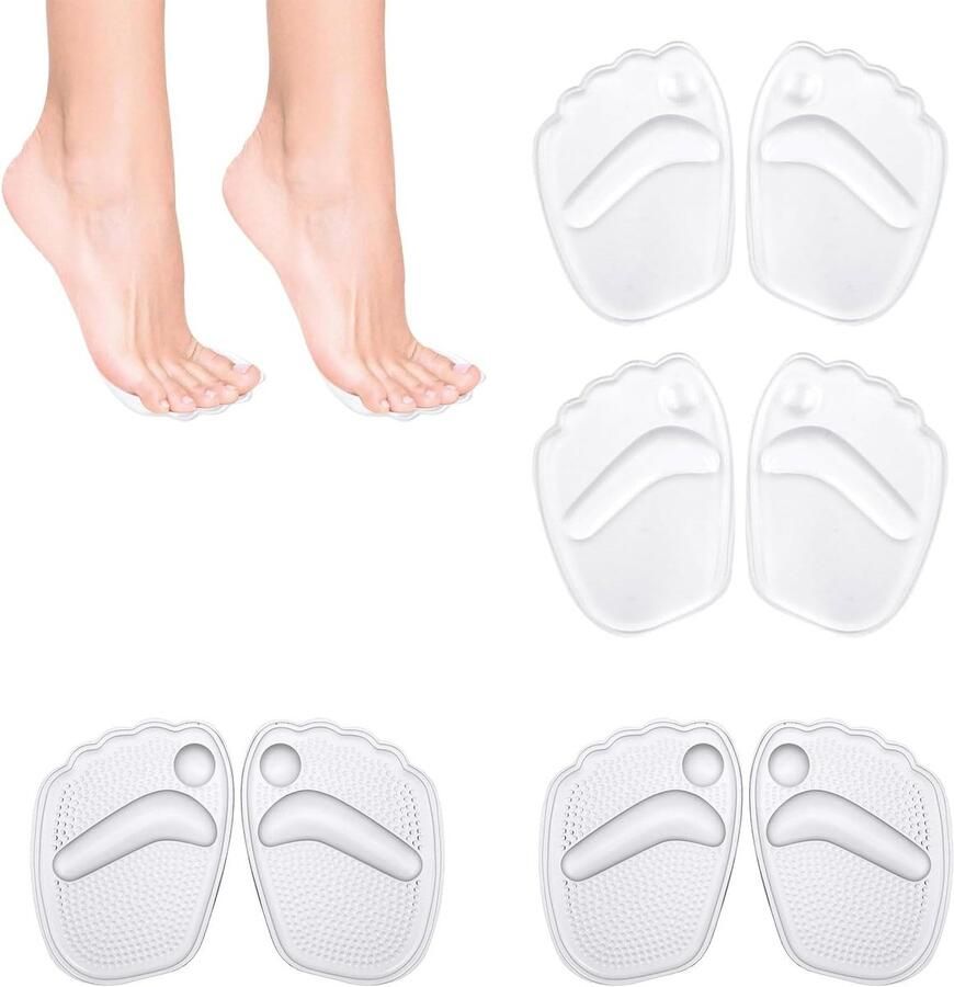 4 paar zelfklevende inlegzolen van zachte gel transparant herbruikbaar schoeninlegzolen ter verlichting van plantaire fasciitis platvoeten flip-flops