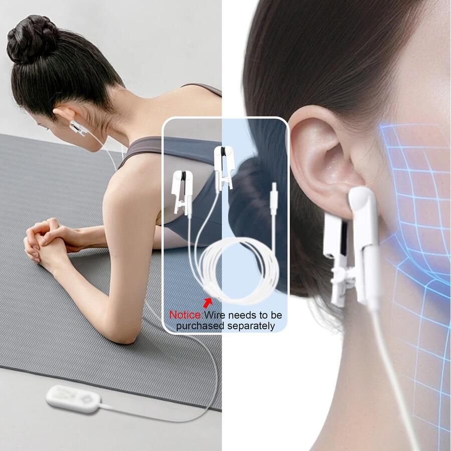 4-pack 2 mm Oorclip-elektroden van Geleidend siliconen met universele 2 0 mm-pinconnector voor Betere Slaap Spierherstel en Ontspanning (Witte dubbelzijdige siliconen oorclips)