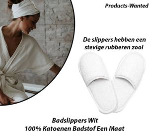 4-Paren Badslippers Wit 100% Katoenen Badstof Een