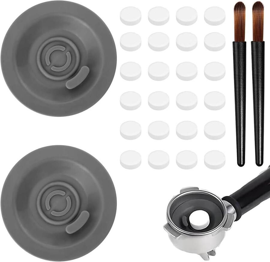 4 Pcs Espresso Cleaning Discs Set with 24 Pcs Tea and coffee stains (sage cleaning tablets)54mm Cleaning Disc丨Espresso Backflush Dis Espresso Backflush Cleaning Disc Suitable