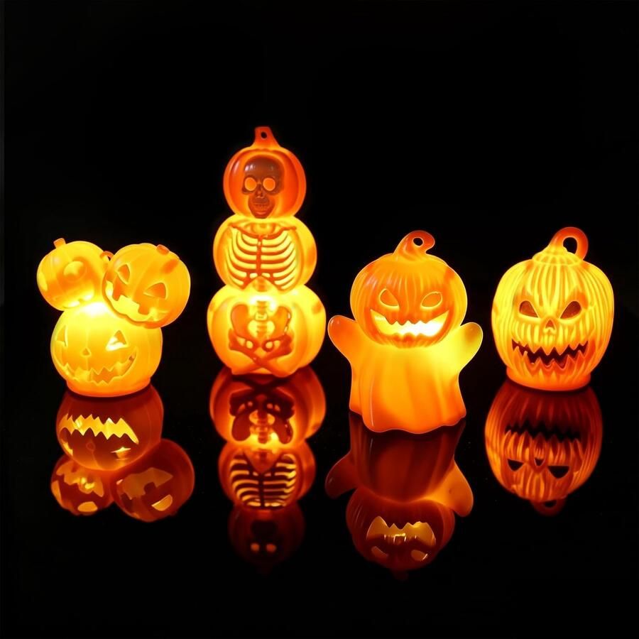 4 Pcs LED Pumpkin Decoration Outdoor Halloween Lantern Light-Up