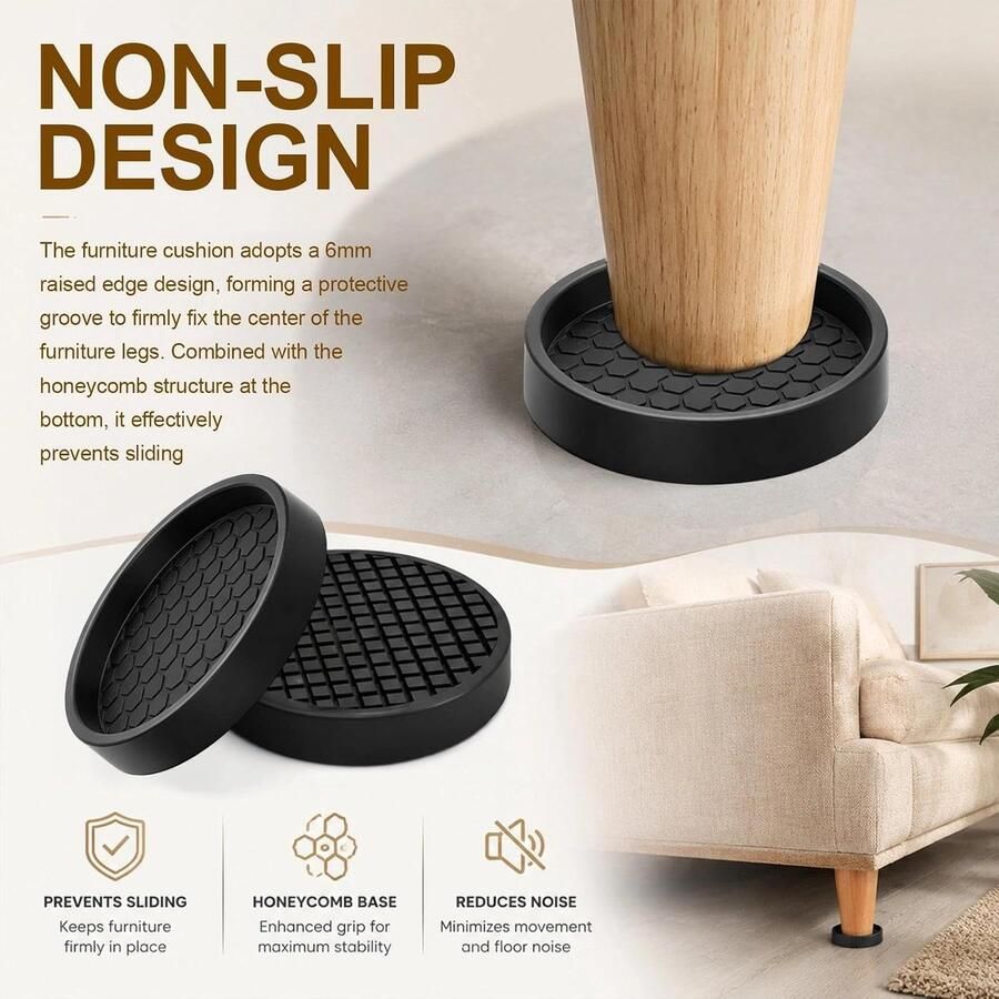 4 stuks antislip meubelonderzetters binnendiameter rond antislip pads meubels van siliconen geschikt voor bedden banken en kasten