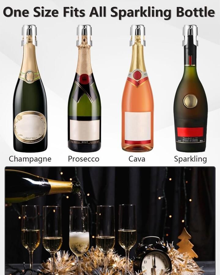 4 stuks champagnestopper champagneflesstopper roestvrij staal champagnestopper champagneflesstopper dicht wijnstopper vacuüm voor wijn champagne bier