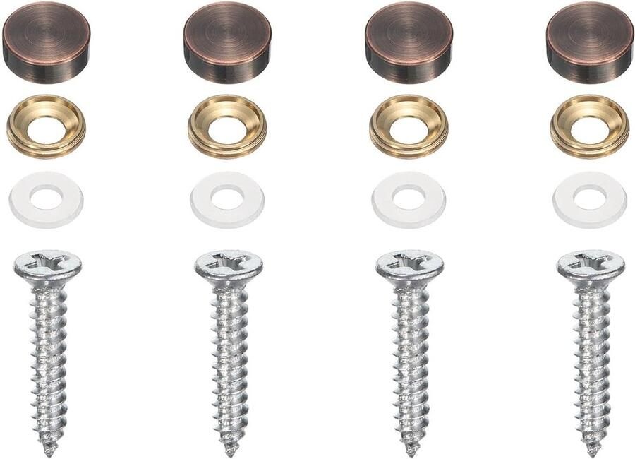 4 stuks decoratieve schroeven van messing met doppen 14 mm spiegelschroeven zelftappende schroeven met decoratieve doppen voor meubels kast spiegel bevestiging rood brons