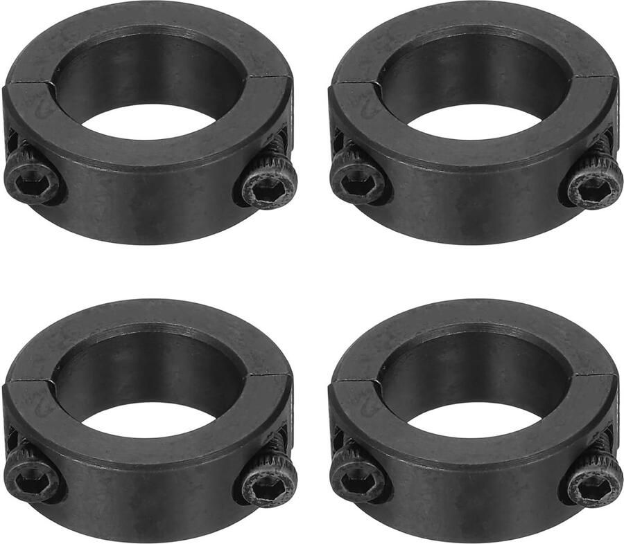 4 stuks deelbare halsbanden dubbel gat 14 mm tweedelige klemkraag 22 mm OD 8 mm dikke klemkraag van koolstofstaal met vergrendelingsschroeven (zwart geoxideerd)