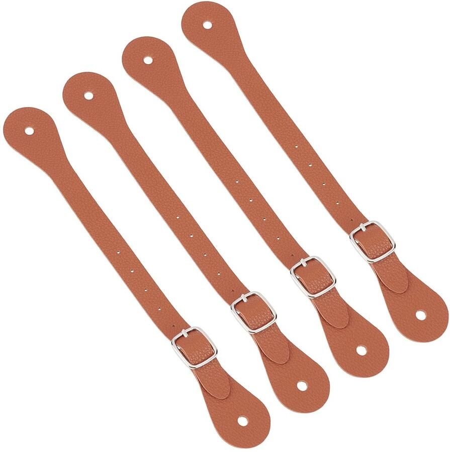 4 stuks echte leren sporenrie verstelbare laarzenrie western enkellaags leren Horizons sporenrie met zinklegering sluiting voor ruitersportbenodigdheden laarzen tot aan de dij chocolade